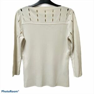 Cyrus Slit Detailed 3/4 Sleeve Boatneck Sweater